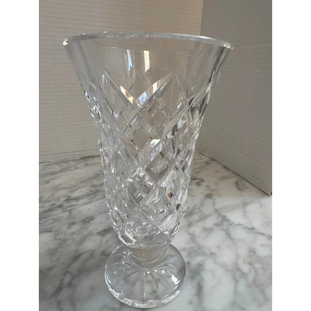 Waterford Crystal Lismore 7 Inch Footed Trumpet Vase Cut Lead Glass Clear